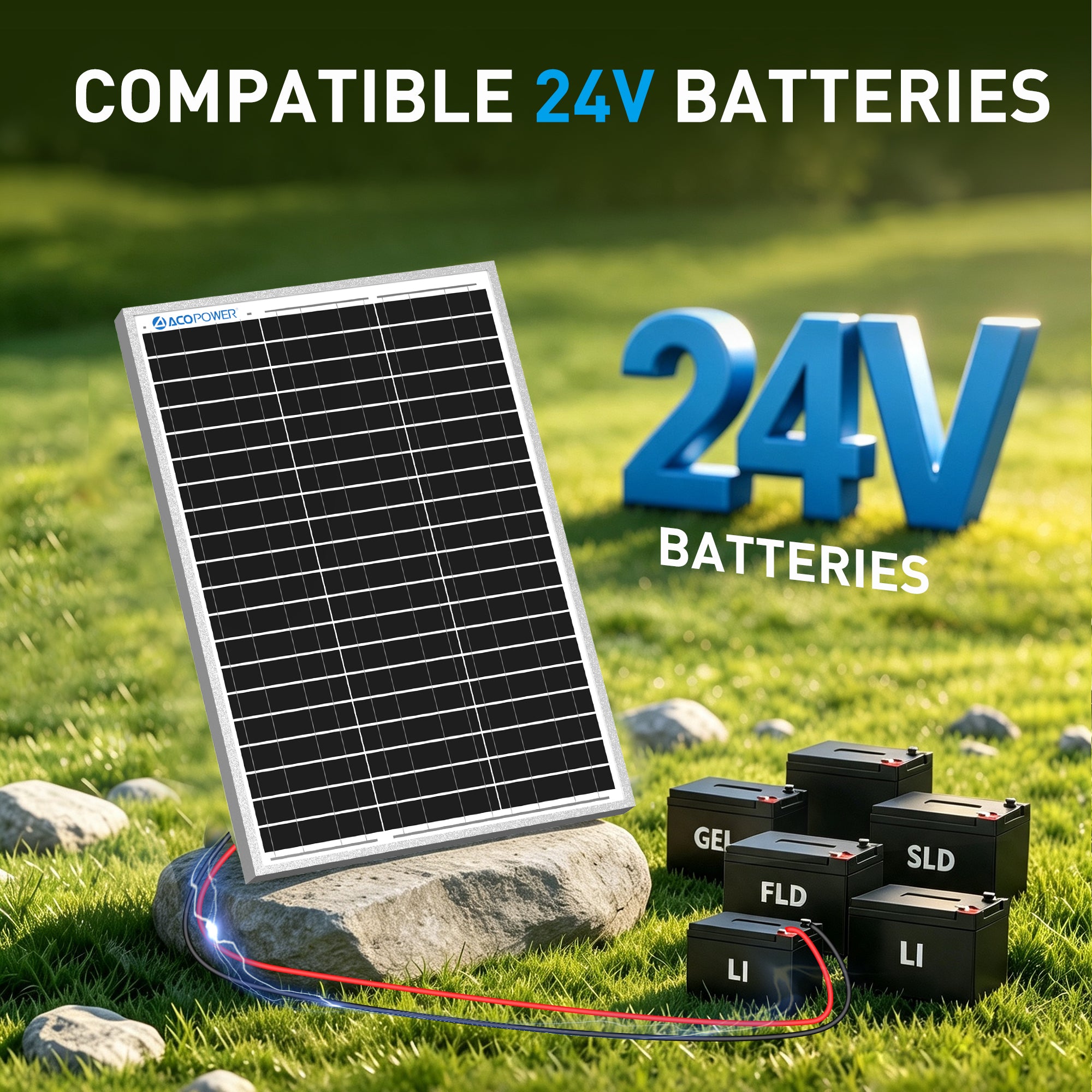 ACOPOWER 30W 24V High Efficiency Monocrystalline Solar Panel