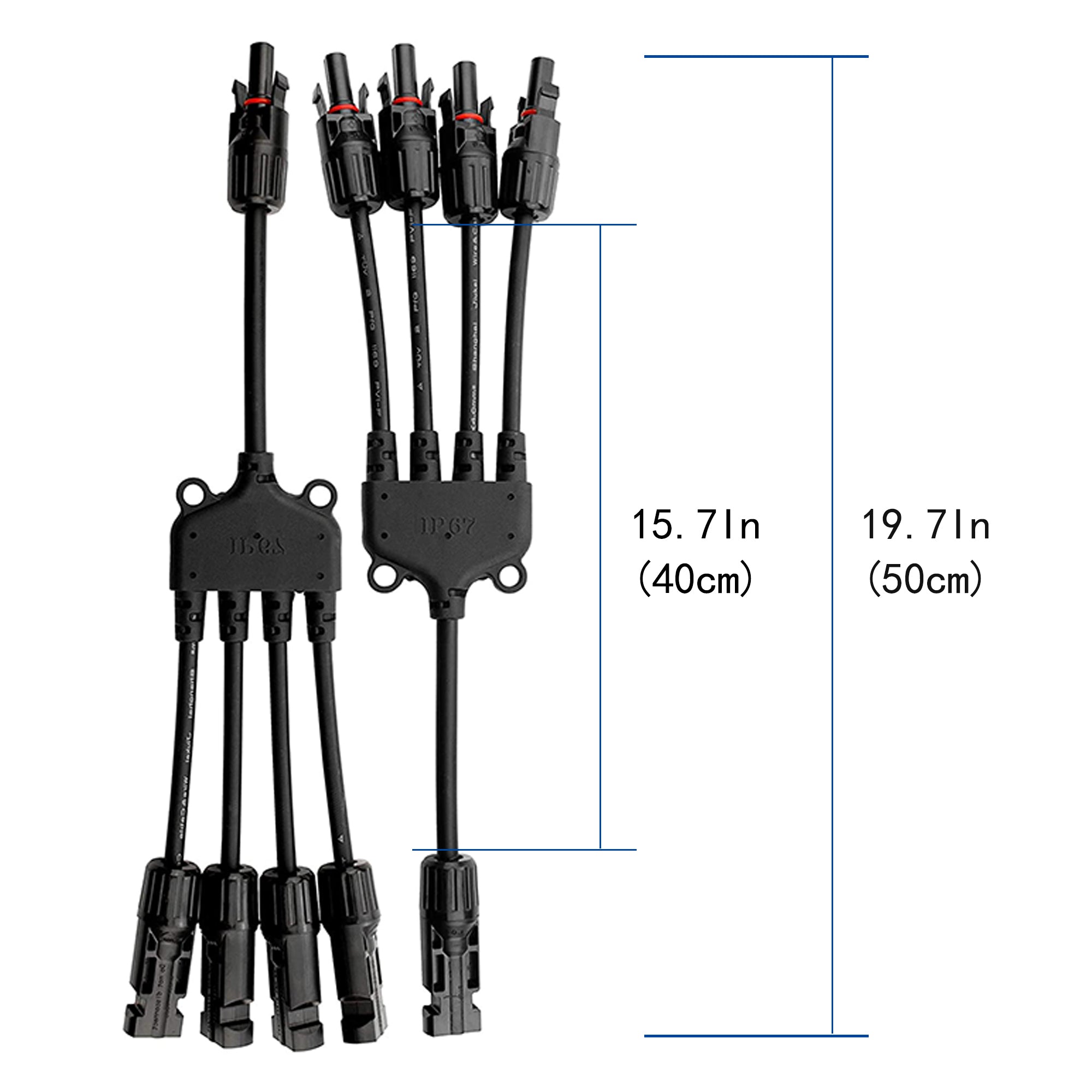 ACOPOWER 1 to 4 Solar Y Branch Connectors, 1 Pair M/FFFF + F/MMMM  Y Branch Parallel Adapter