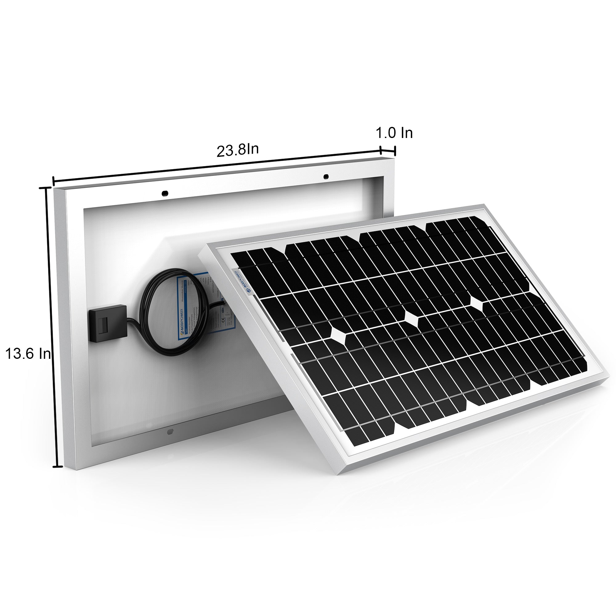 ACOPower 30W Mono Solar Panel for 12 Volt Battery Charging